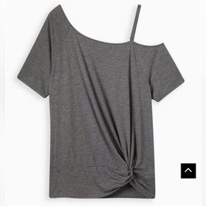 Torrid Off Shoulder Feather Soft Slub Twist Hem Tee - NWT!